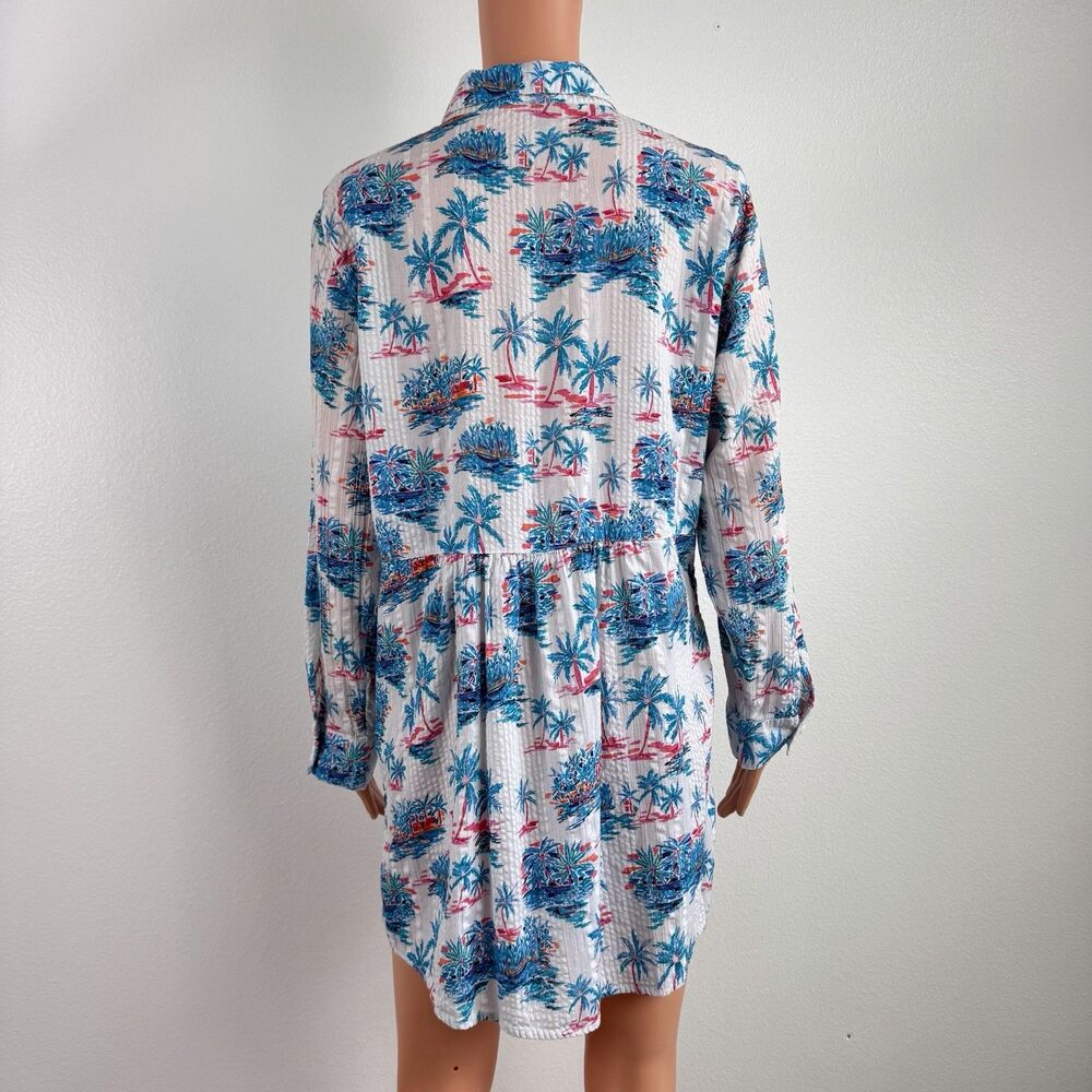 Tommy Bahama Tropical Oasis Boyfriend Beach Shirt Crinkle Cover Up - Picture 6 of 11